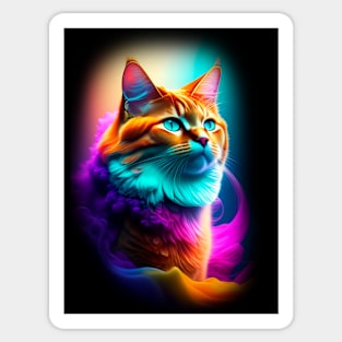 Galaxy Mystical Cat Coloful Sticker